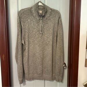 Tommy Bahama Jeans Quarter Zip Pullover Sweater Cotton Heather Gray Size L